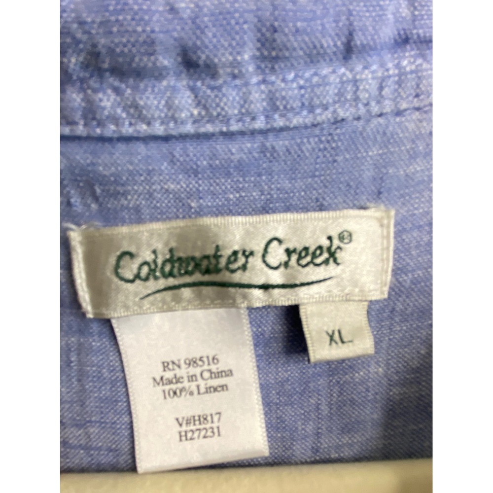 Coldwater Creek Womens XL Light Blue 100% Linen Button Down Long Sleeve Shirt - Picture 3 of 8